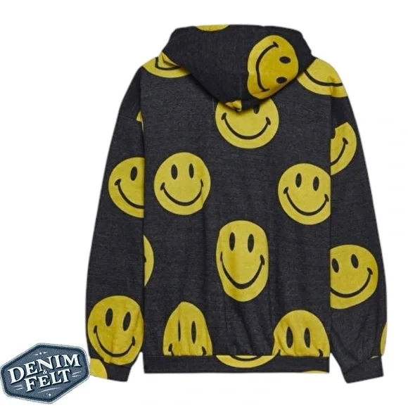 Aviator Nation Unisex Black/Yellow Smiley Repeat Relaxed Pullover Hoodie | EUC😀 - Picture 4 of 16